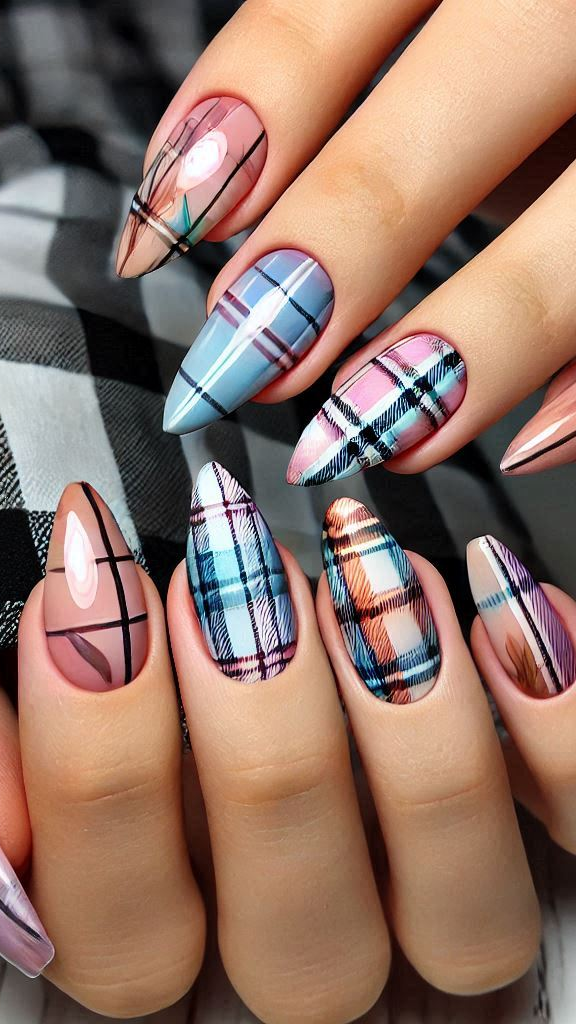 13 plaid nail ideas for New year