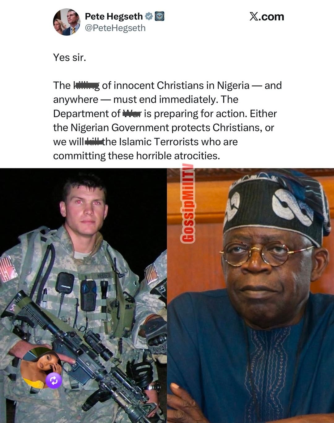 Reactions Soar As Donald Trump Threatens Nigerian due to  killing of Christians