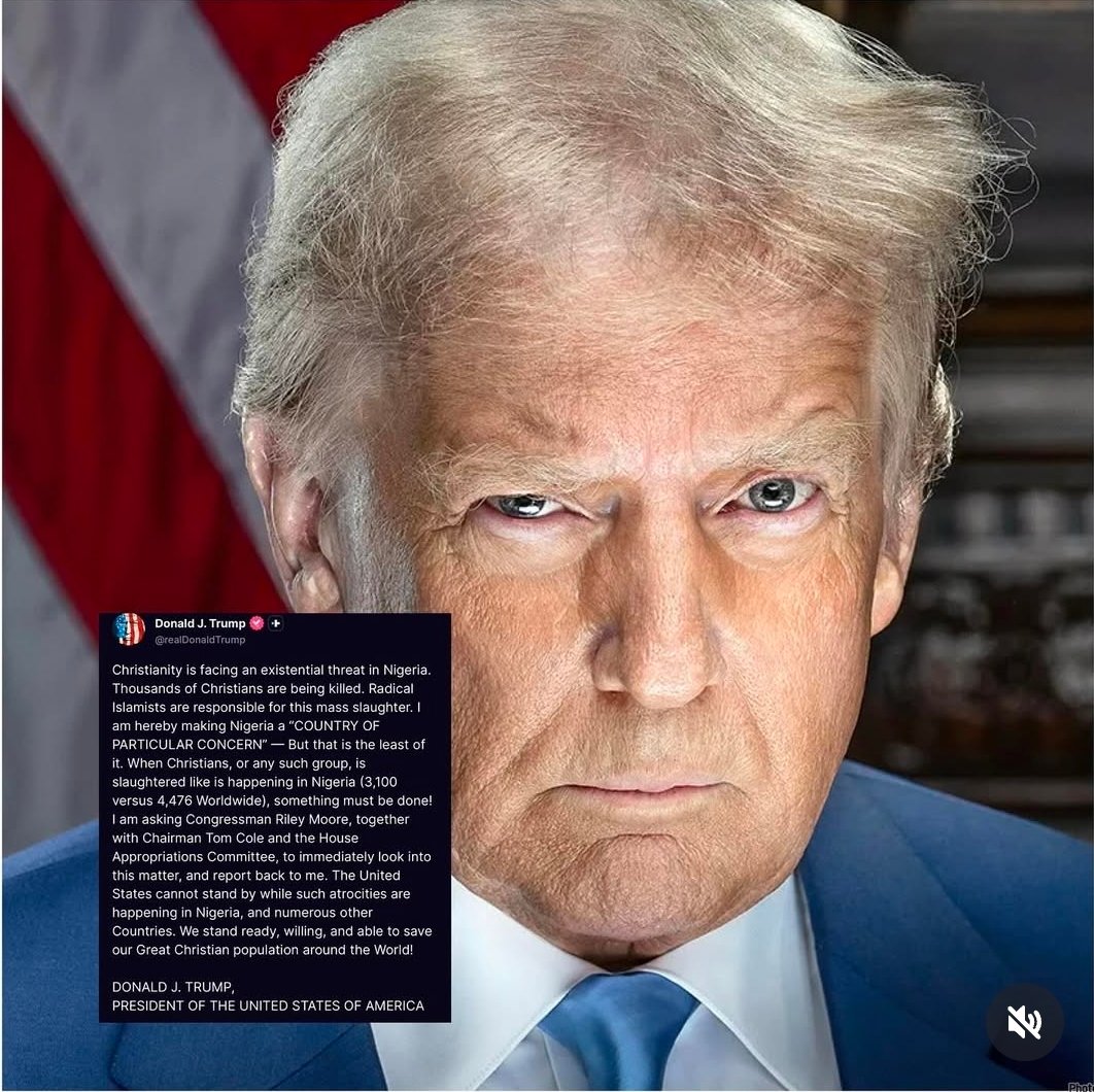 Reactions Soar As Donald Trump Threatens Nigerian due to  killing of Christians